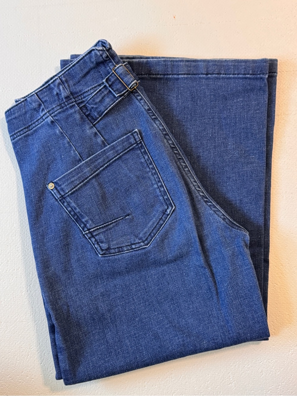 Pilcro Wide-Leg Flare Jeans in Classic Blue Denim Tall Women’s 27